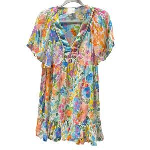Johnny Was "JADE" Margareta SILK Floral Mini Dress SIZE PS